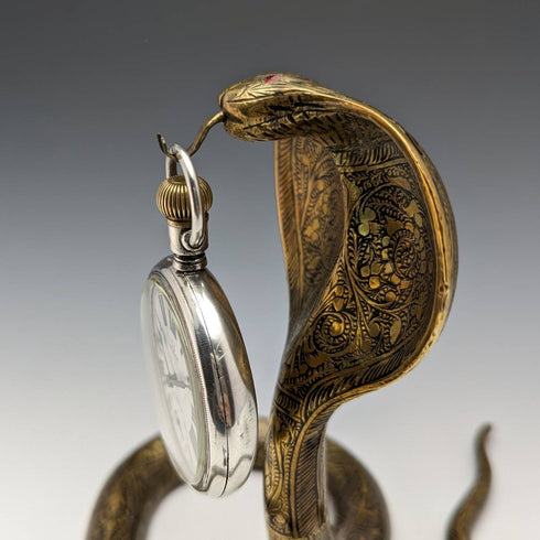 アンティーク コブラ型 真鍮製 懐中時計ホルダー ディスプレイスタンド 高さ15cm